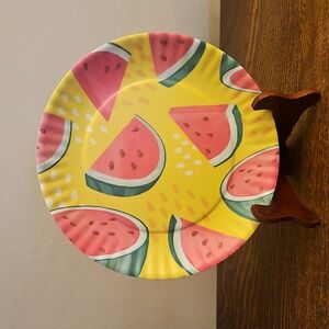 Watermelon Print Melamine Plate.  Approx 8".
